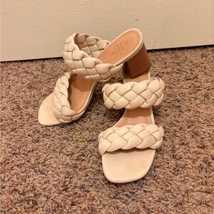 Elegant Cream Braided Women's Heels